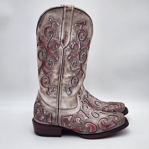 J.B. Dillon Reserve Women's Boots Size 7.5 B Pink & Tan JBR6076B cowboy‎